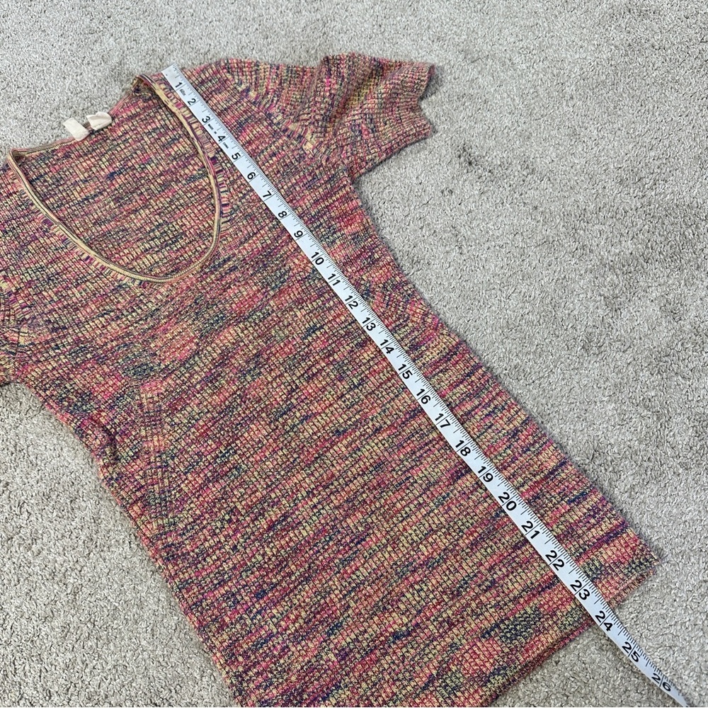 Anthropologie Moth Women’s Spacedye Ribbed Knit Shortsleeve Top Multicolor M - Picture 8 of 9